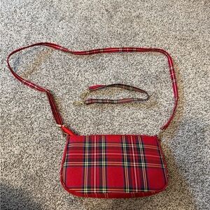 Red Plaid Crossbody Bag - Classic Plaid Women's Shoulder Bag